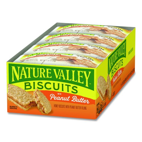 Nature Valley Biscuits, Peanut Butter, 1.35 oz Packet, 16/Box