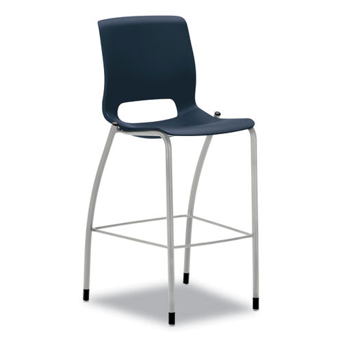 HON Motivate Four-Leg Cafe Height Stool, Supports Up to 300 lb, 30" Seat Height, Regatta Seat, Regatta Back, Platinum Base
