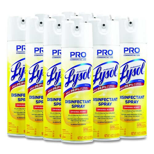 Professional LYSOL Brand Disinfectant Spray, Original Scent, 19 oz Aerosol Spray, 12/Carton