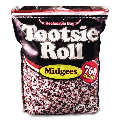 Tootsie Roll Midgees, Chocolate, 5 lb Bag, 760 Pieces