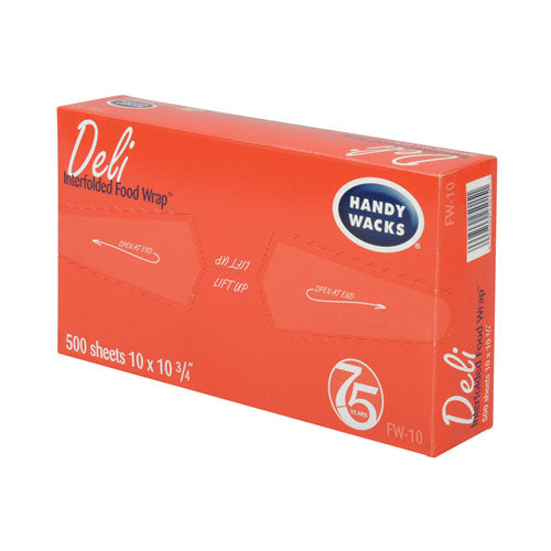 Handy Wacks Interfolded Food Wrap Deli Sheets, 10.75 x 10, 500/Box, 12 Boxes/Carton
