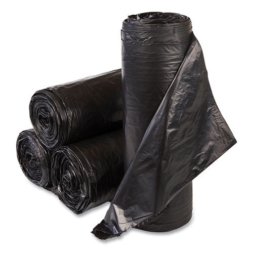Inteplast Group High-Density Commercial Can Liners, 33 gal, 22 mic, 33" x 40", Black, Interleaved Roll, 25 Bags/Roll, 10 Rolls/Carton