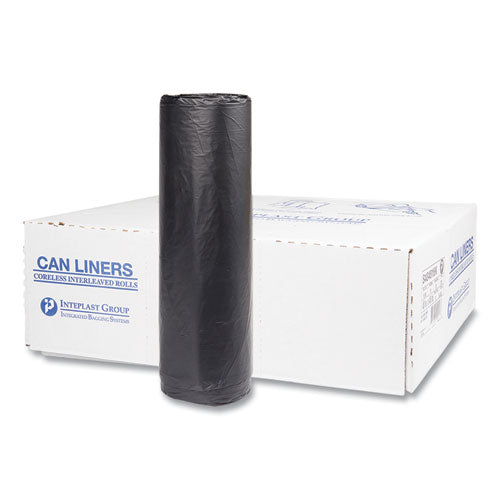 Inteplast Group High-Density Commercial Can Liners, 45 gal, 16 mic, 40" x 48", Black, Interleaved Roll, 25 Bags/Roll, 10 Rolls/Carton