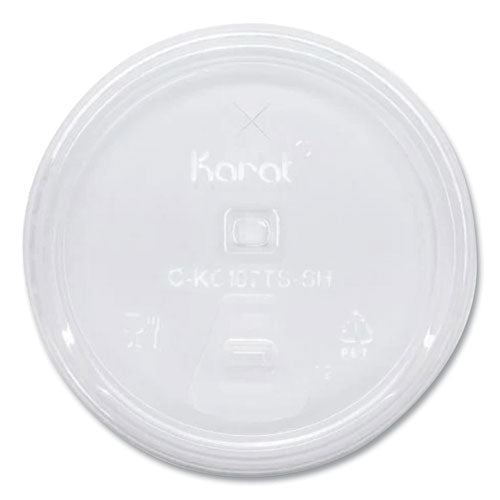 Karat PET Lids, Strawless Sipper, Fits 32 oz Cold Cups, Plastic, Clear, 1,000/Carton