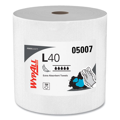 WypAll L40 Towels, Jumbo Roll, 12.5 x 12.2, White, 750/Roll