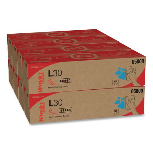 WypAll L30 Towels, POP-UP Box, 16.4 x 9.8, White, 100/Box, 8 Boxes/Carton