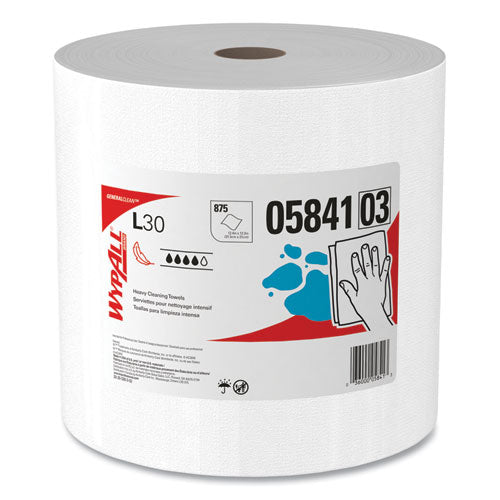 WypAll L30 Towels, 12.4 x 12.2, White, 875/Roll