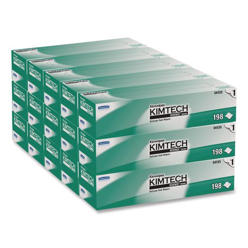 Kimtech Kimwipes Delicate Task Wipers, 1-Ply, 11.8 x 11.8, Unscented, White, 198/Box, 15 Boxes/Carton