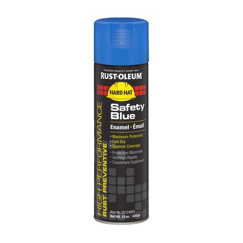 Rust-Oleum Hard Hat High Performance V2100 System Rust Preventive Enamel Spray Paint, Gloss Safety Blue, 15 oz Aerosol Can, 6/Carton