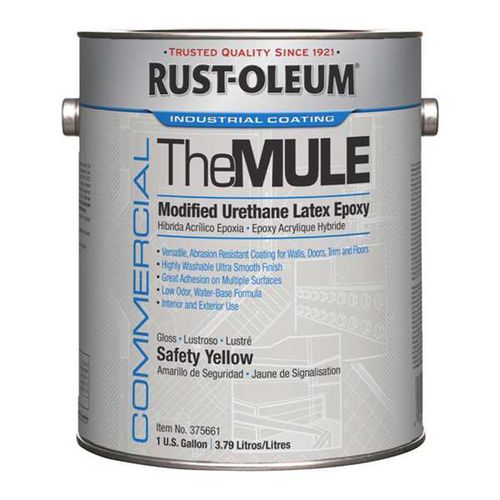 Rust-Oleum Commercial The MULE (Modified Urethane Latex Epoxy), Interior/Exterior, Gloss Safety Yellow, 1 gal Bucket/Pail, 2/Carton