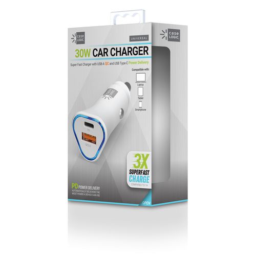 ByTech PD Car Charger, 30 W, Two-3 A Ports, White