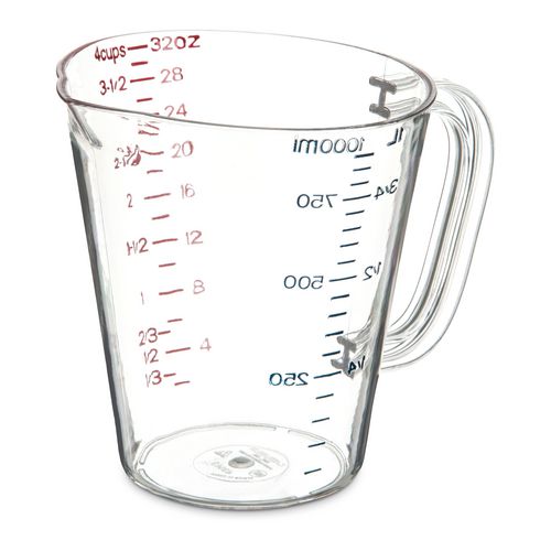 Carlisle Commercial Measuring Cup, 1 qt, Plastic, Clear