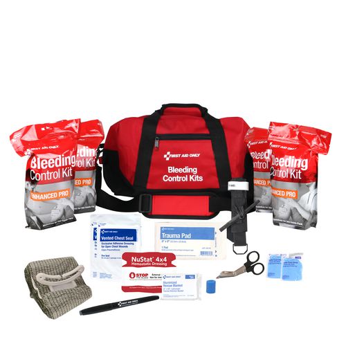 First Aid Only Bleeding Control Multiple Victim Bag, 60 Pieces, Fabric Bag