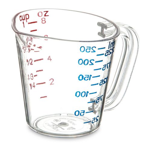 Carlisle Commercial Measuring Cup, 1 cup, Plastic, Clear