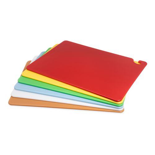 San Jamar Cut-N-Carry Color Cutting Board with Molded-In Ruler, Assorted Colors, 6/Pack
