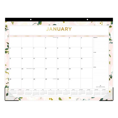 Blue Sky Day Designer Coming Up Roses Monthly Desk Pad Calendar, Floral Artwork, 22 x 17, Cream/Blush Sheets, 12-Month (Jan-Dec): 2026