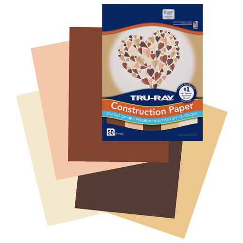 Pacon Tru-Ray Construction Paper, 70 lb Text Weight, 9 x 12, Assorted Skin Tone Colors, 50/Pack