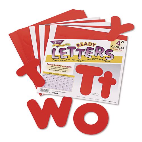 TREND Ready Letters Casual Combo Set, 4" Tall, Red Characters, 182/Set