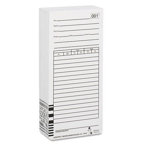 Acroprint Time Clock Cards for Acroprint ES1000, Two Sides, 3.5 x 7, 100/Pack