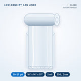 Low-Density Can Liners, 20-27 gal, 2 mil, 16" x 14" x 37", Clear, 250/Case