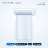 Low-Density Can Liners, 40-44 gal, 2 mil, 23" x 17" x 48", Clear, 125/Case