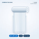 Compactor Bags, 4 mil, 25" x 19" x 51", Clear, 50/Case