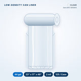 Low-Density Can Liners, 44 gal, 2 mil, 23" x 17" x 48", Clear, 125/Case