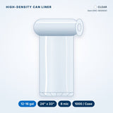 High-Density Can Liners, 12-16 gal, 8 mic, 24" x 33", Clear, 1000/Case