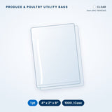 Produce & Poultry Utility Bags, 1 pt, 4" x 2" x 8", Clear, 1000/Case