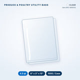 Produce & Poultry Utility Bags, 4.5 qt, 8" x 3" x 15", Clear, 1000/Case