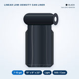 Linear Low-Density Can Liners, 7-10 gal, Light, 15" x 9" x 23", Black, 500/Case