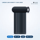 Linear Low-Density Can Liners, 12-16 gal, Light, 24" x 31", Black, 500/Case