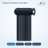 Linear Low-Density Can Liners, 30-33 gal, Medium, 33" x 39", Black, 250/Case