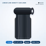 Linear Low-Density Can Liners, 7-10 gal, Regular, 15" x 9" x 24", Black, 1000/Case