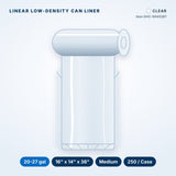 Linear Low-Density Can Liners, 20-27 gal, Medium, 16" x 14" x 36", Clear, 250/Case
