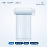 High-Density Can Liners, 55 gal, 16 mic, 43" x 48", Clear, 200/Case